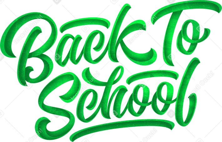 lettering back to school with shadows and green texture Illustration in PNG, SVG
