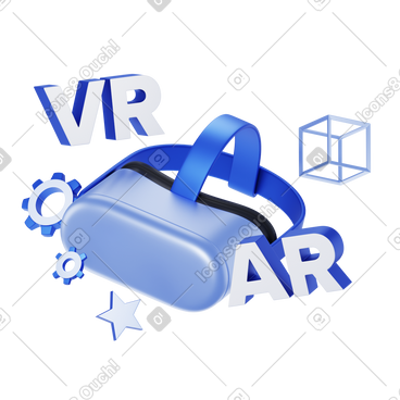 用 vr 眼镜和齿轮文字刻上 vr/ar动态插图，格式有GIF、Lottie (JSON)、AE