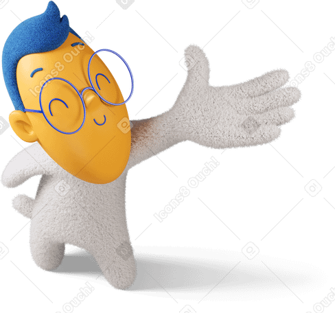 3D Side view of a boy offering handshake to the right PNG, SVG