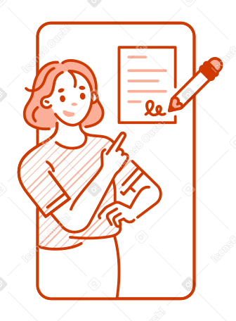 Woman pointing to a contract PNG, SVG