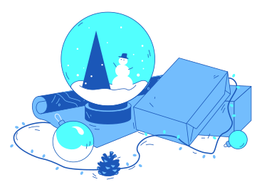 Рождественские подарки и снежный шар в PNG, SVG