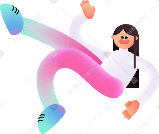 Mujer con pantalones rosas miente y sostiene su mano sobre su cabeza PNG, SVG