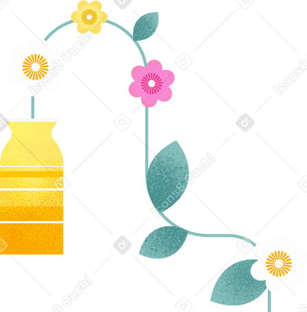 yellow vase with flowers PNG、SVG