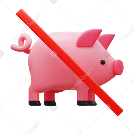 3D no pork PNG, SVG