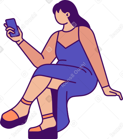 donna con un telefono cellulare in mano PNG, SVG