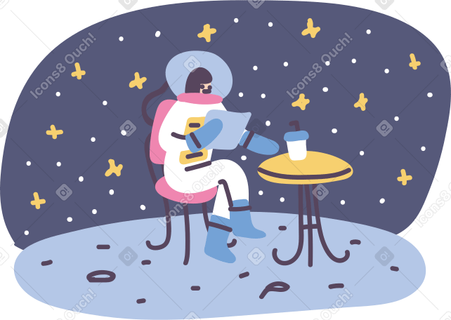 Woman astronaut waiting for someone on the moon PNG, SVG