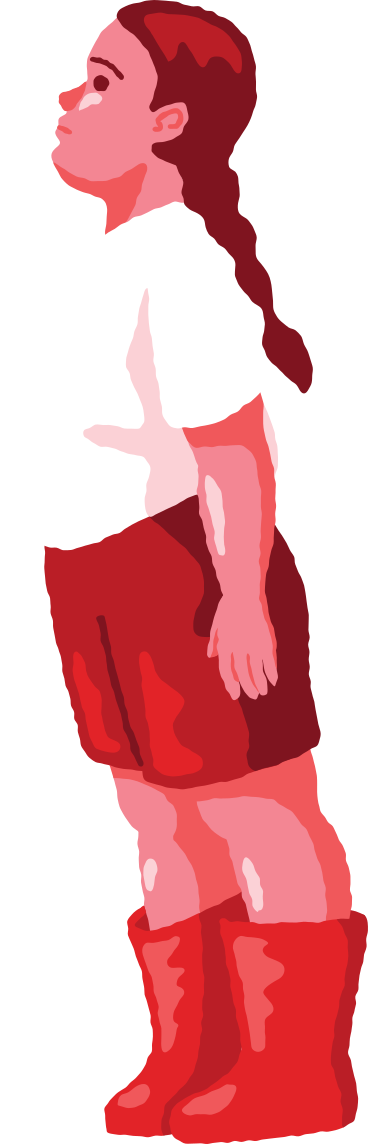 Пухлая девушка стоит, вид сбоку в PNG, SVG
