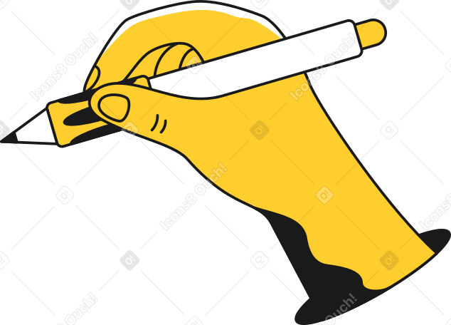 hand holding a pen and writing Illustration in PNG, SVG