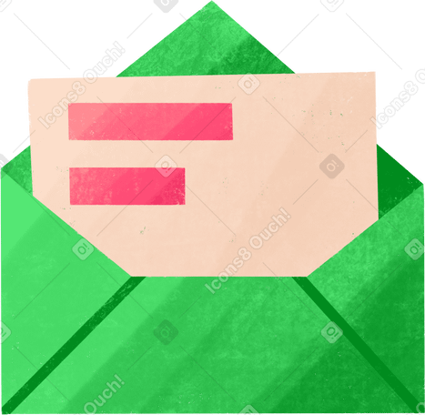 green envelope with a letter Illustration in PNG, SVG