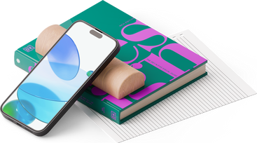 Isometric view of notebook, sheet of paper and smartphone PNG, SVG