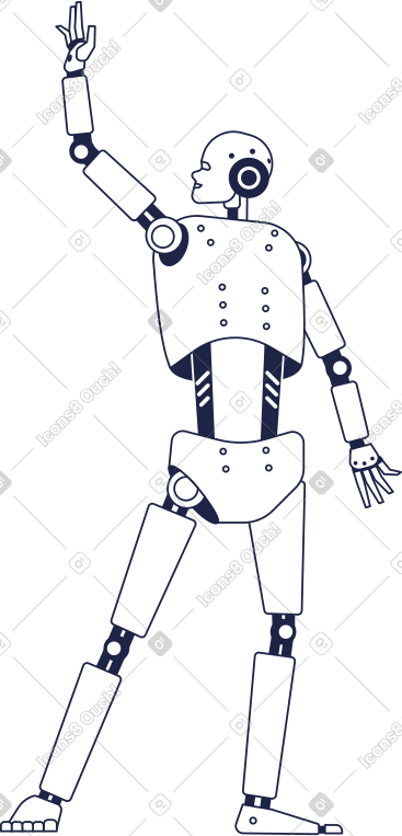 Android robot raises his hand and gives five PNG, SVG