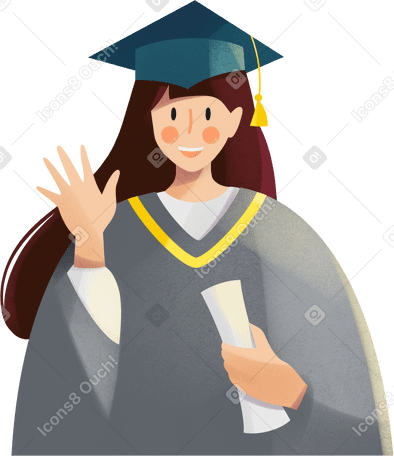 young woman graduate Illustration in PNG, SVG