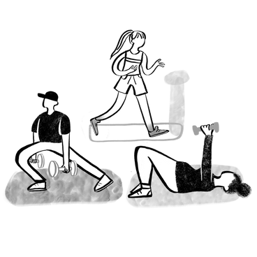Black and white people working out in a gym PNG, SVG