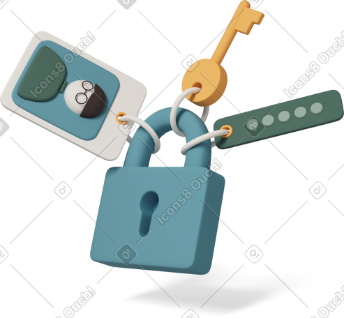 3D personal data protection badges with lock PNG, SVG