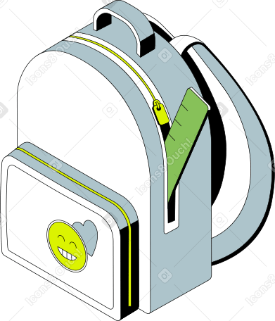 backpack with ruler Illustration in PNG, SVG