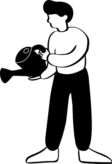 man with watering can PNG, SVG