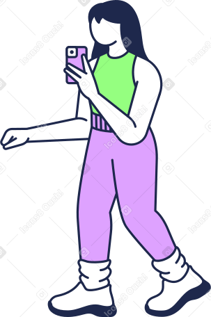 그녀의 손에 휴대 전화를 가진 여자 PNG, SVG