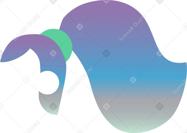 ponytail side parting gradient front Illustration in PNG, SVG