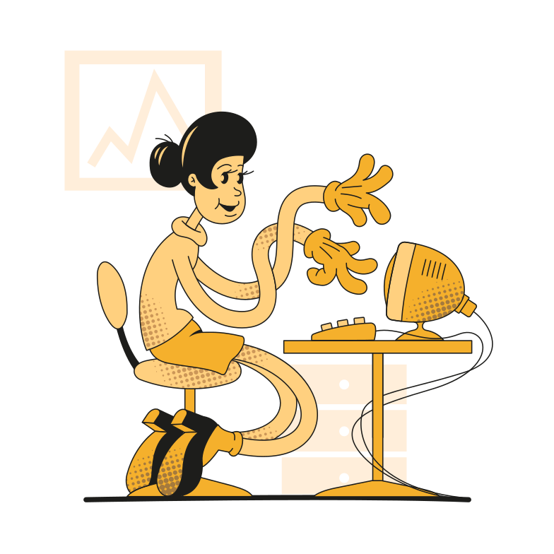 Woman working on computer Clipart illustration in PNG, SVG
