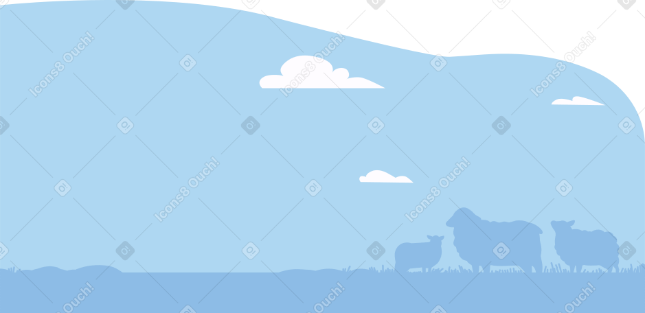 background with meadow and sheep Illustration in PNG, SVG
