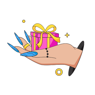 Hand with gift PNG, SVG