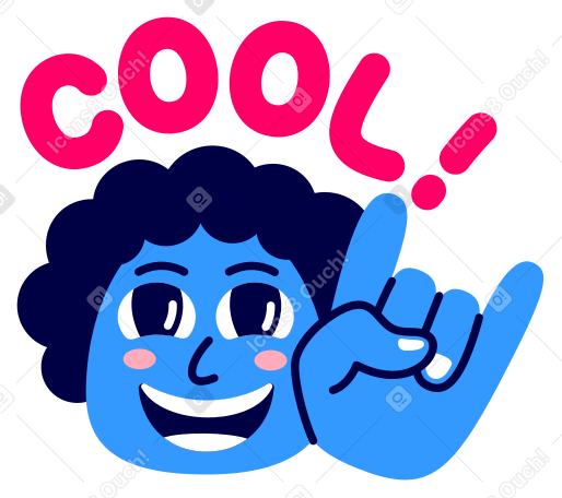 lettering cool! and guy with rocking hand PNG, SVG