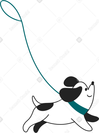 Dog on a leash Illustration in PNG, SVG