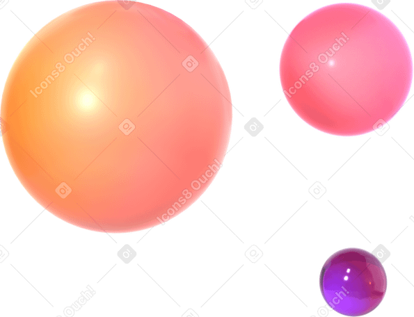 3D trio of floating plastic spheres PNG, SVG