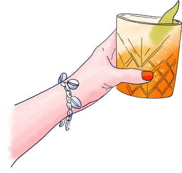 Woman's hand holding a glass with a drink PNG, SVG