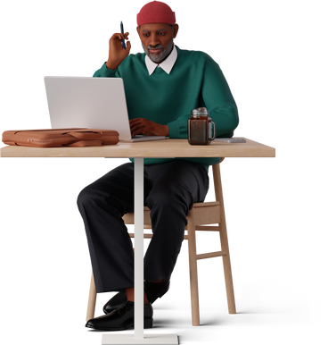 man working online PNG, SVG