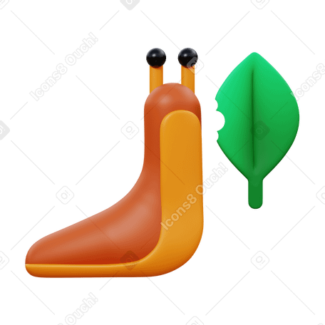 3D slug eating Illustration in PNG, SVG