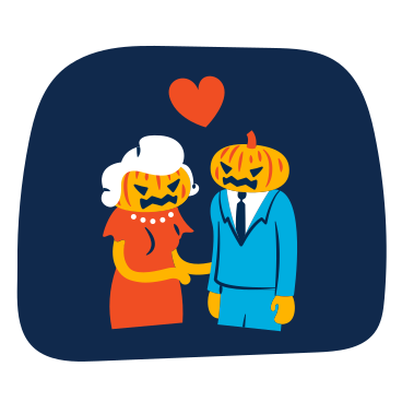 Couple of halloween characters in love PNG, SVG