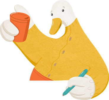goose with pen and thermo cup PNG, SVG