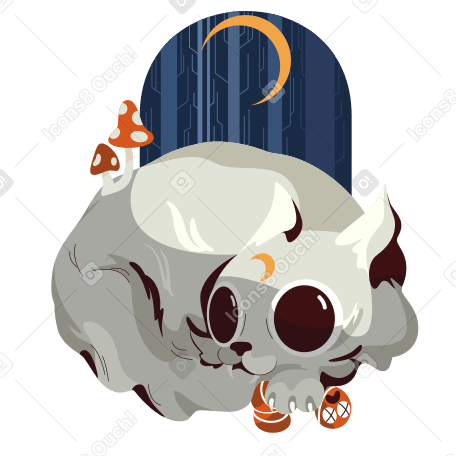 Halloween cat monster in the dark forest PNG, SVG