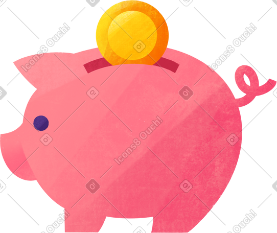 piggy bank with gold coin PNG, SVG