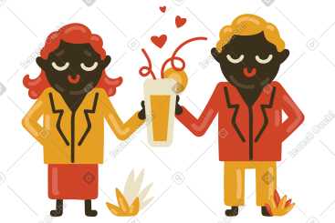 情侣在浪漫的约会中喝一杯 PNG, SVG