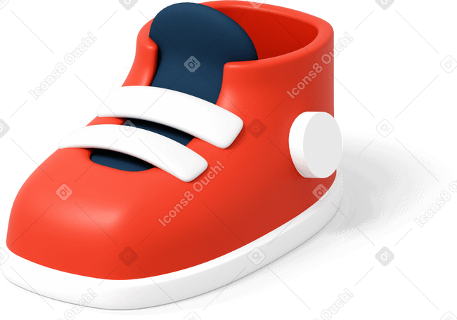 3D Left red sneaker with white laces Illustration in PNG, SVG