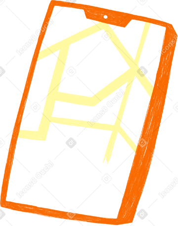 orange phone with a map of the city Illustration in PNG, SVG