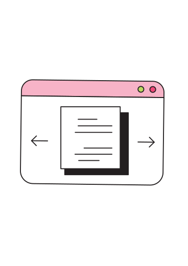 Browser window and paper animated illustration in GIF, Lottie (JSON), AE