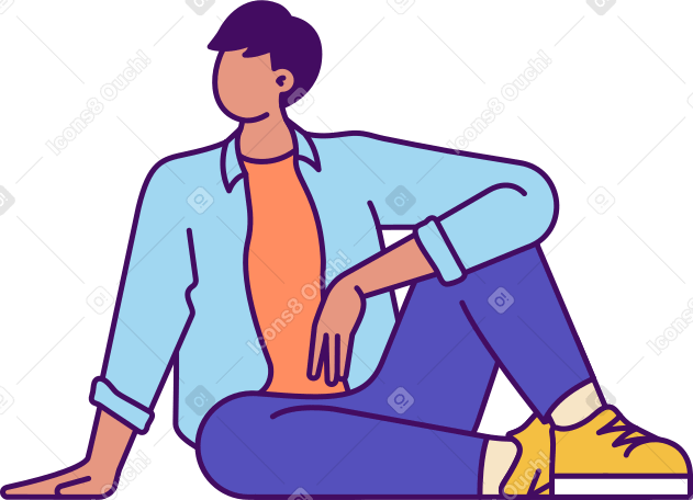 man sitting on the floor PNG, SVG