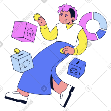 管理个人财务的年轻女性 PNG, SVG