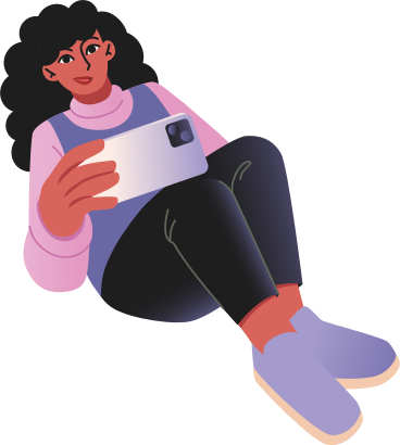 Young woman with afro hair sitting and taking a selfie PNG, SVG