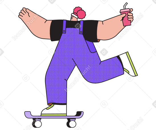 Girl with drink on skateboard PNG, SVG