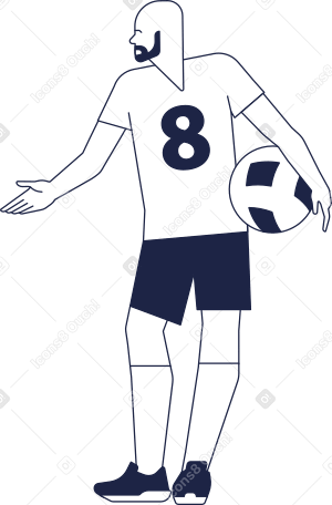 Футболист мужского пола с мячом под мышкой протягивает руку, чтобы поприветствовать в PNG, SVG