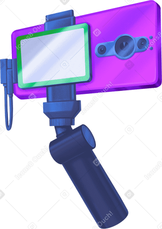 purple phone on a handheld tripod for video recording в PNG, SVG
