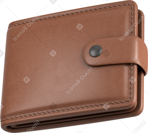 3D brown wallet turned left Illustration in PNG, SVG