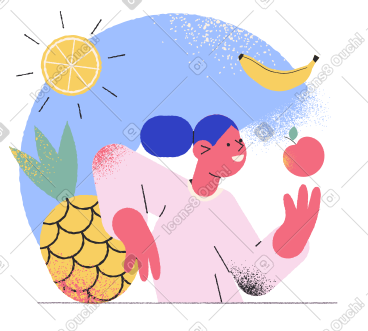 女人享受夏天与新鲜水果 PNG, SVG