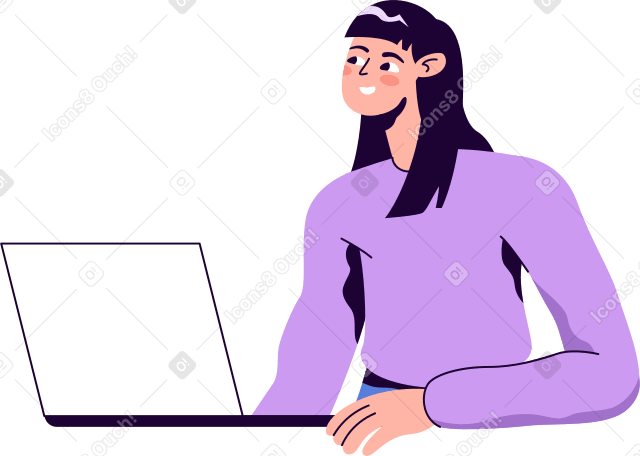 Mädchen mit offenem laptop PNG, SVG