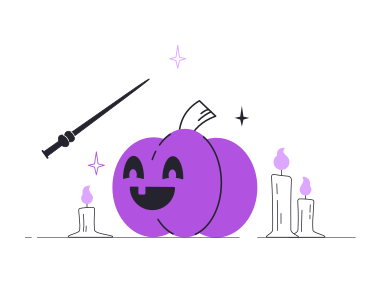 Doing magic with wand and pumpkin PNG, SVG
