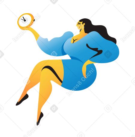 Woman with watch Illustration in PNG, SVG